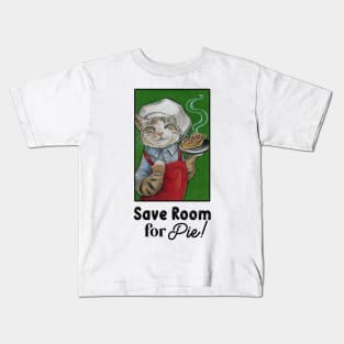 Cat Baker - Save Room For Pie - White Outlined Version Kids T-Shirt